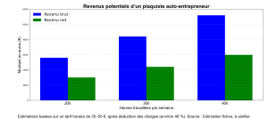 graphique des revenus potentiels d'un plaquiste auto-entrepreneur